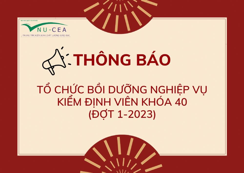 Thông báo tổ chức bồi dưỡng nghiệp vụ kiểm định viên Khoá 40 (Đợt 1 năm 2023)
