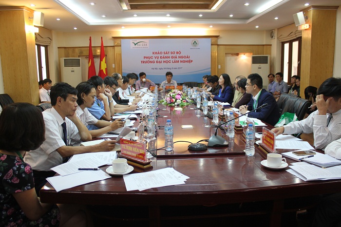 Đoàn chuyên gia đánh giá ngoài khảo sát sơ bộ tại Trường Đại học Lâm nghiệp