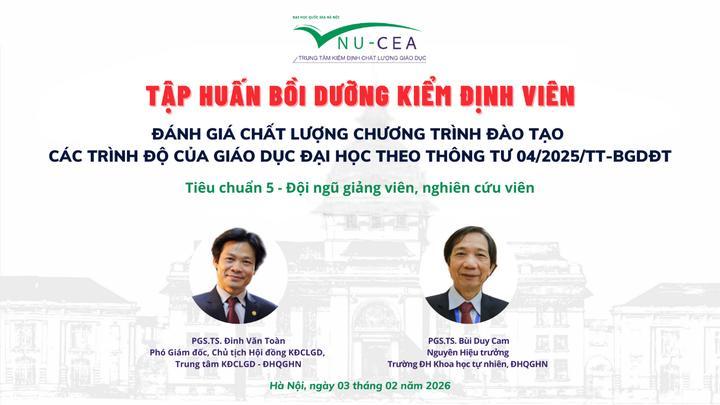Tập huấn bồi dưỡng kiểm định viên về Hướng dẫn đánh Tiêu chuẩn 5 - Đội ngũ giảng viên, nghiên cứu viên theo Thông tư 04/2025/TT-BGDĐT