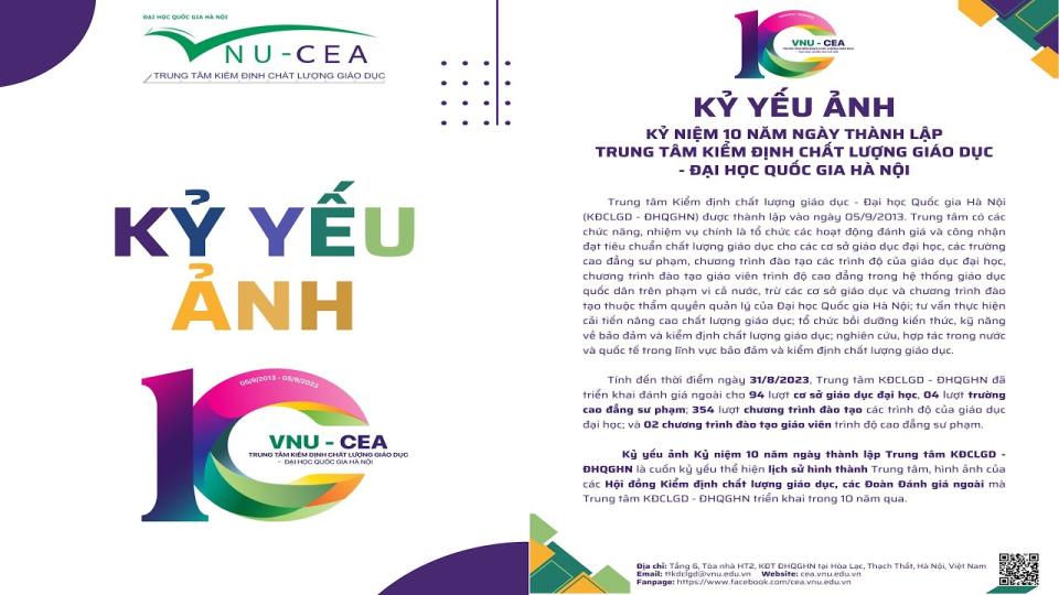 Kỷ yếu ảnh kỉ niệm 10 năm ngày thành lập Trung tâm
