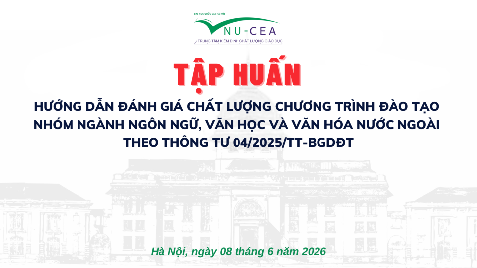 Tập huấn hướng dẫn đánh giá chất lượng CTĐT nhóm ngành Ngôn ngữ, văn học và văn hóa nước ngoài theo Thông tư 04/2025/TT-BGDĐT