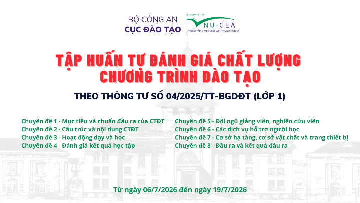 Trung tâm KĐCLGD - ĐHQGHN hỗ trợ tổ chức tập huấn tự đánh giá chất lượng CTĐT theo Thông tư số 04/2025/TT-BGDĐT cho Cục Đào tạo, Bộ Công an
