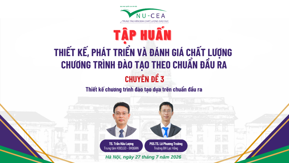 Tập huấn Thiết kế, phát triển và đánh giá chất lượng CTĐT theo Chuẩn đầu ra - Chuyên đề 3 - Thiết kế chương trình đào tạo dựa trên chuẩn đầu ra