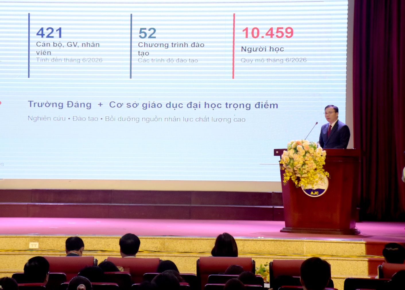 PGS.TS. Lưu Văn Quảng, Phó Giám đốc Học viện trình bày báo cáo